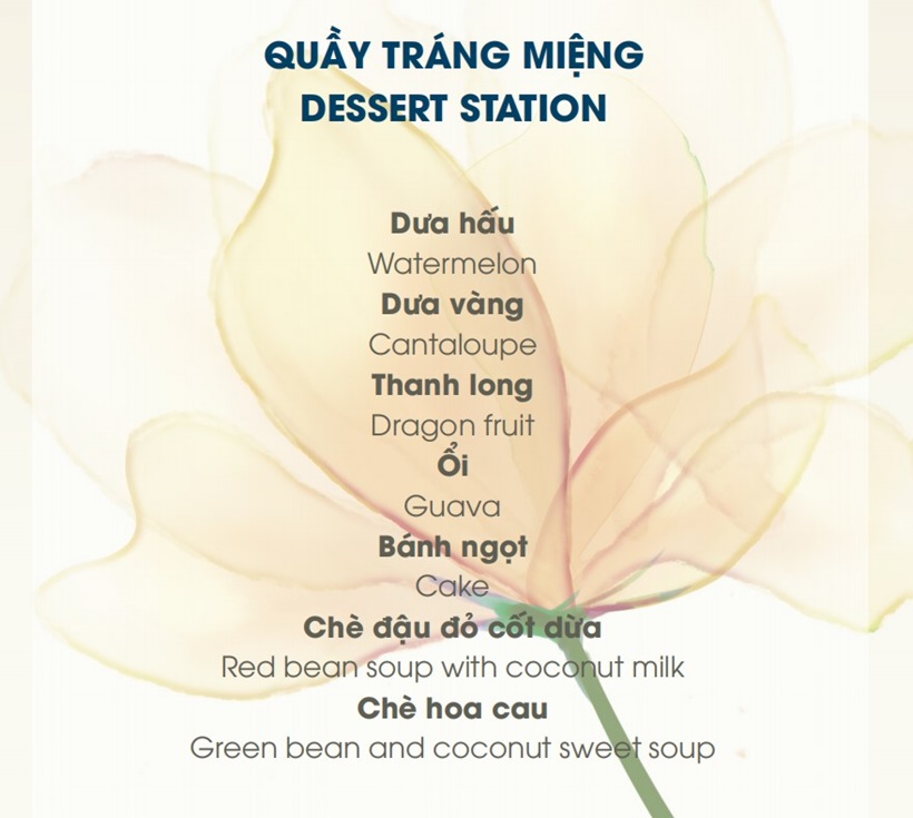 Menu trên du thuyền Sonata tour Hạ Long 1 ngày